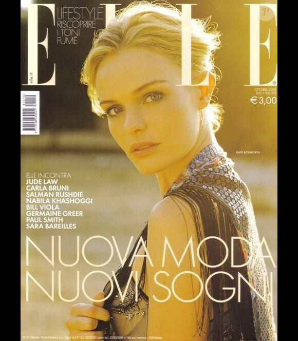 L'actrice californienne Kate Bosworth, belle et naturelle, en couverture du Elle italien. Octobre 2008.