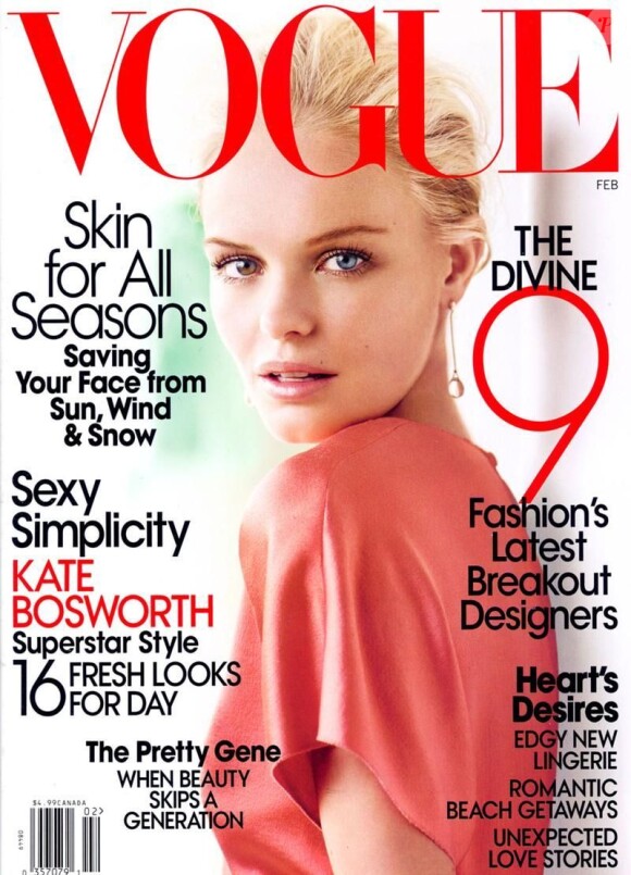 L'actrice Kate Bosworth, en couverture du Vogue US de février 2008.