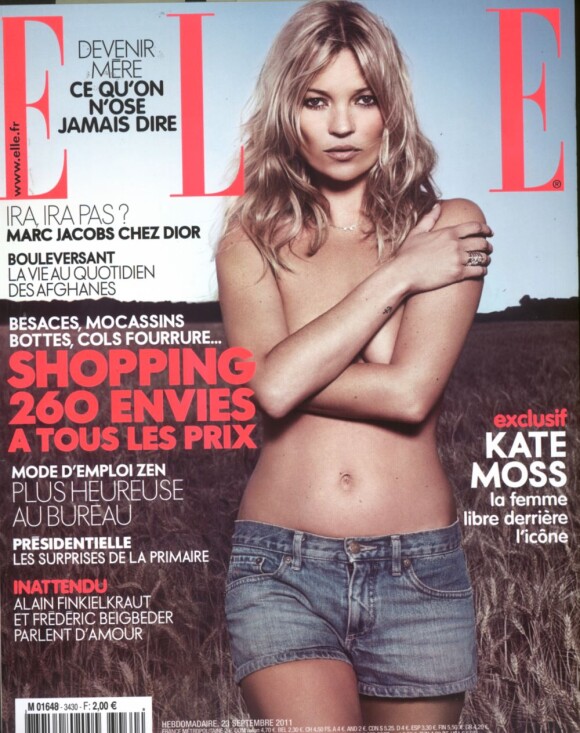 Kate Moss en couverture du magazine ELLE, en kiosques le 23 septembre 2011