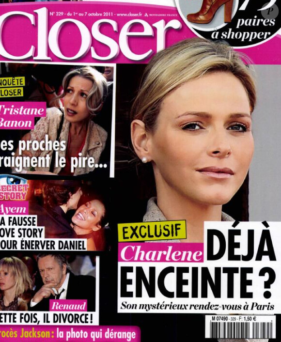 Le magazine Closer en kiosques samedi 1er octobre 2011.