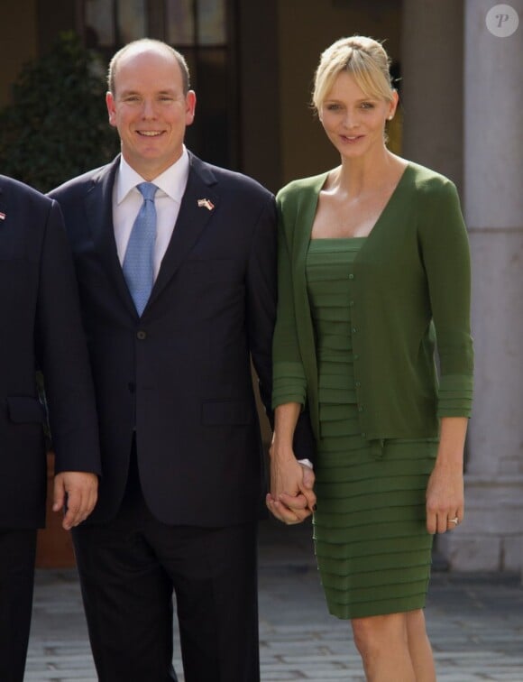 Albert de Monaco et son épouse Charlene reçoivent Ivo Josipovic, président de la Croatie, et son épouse. Le 4 octobre 2011