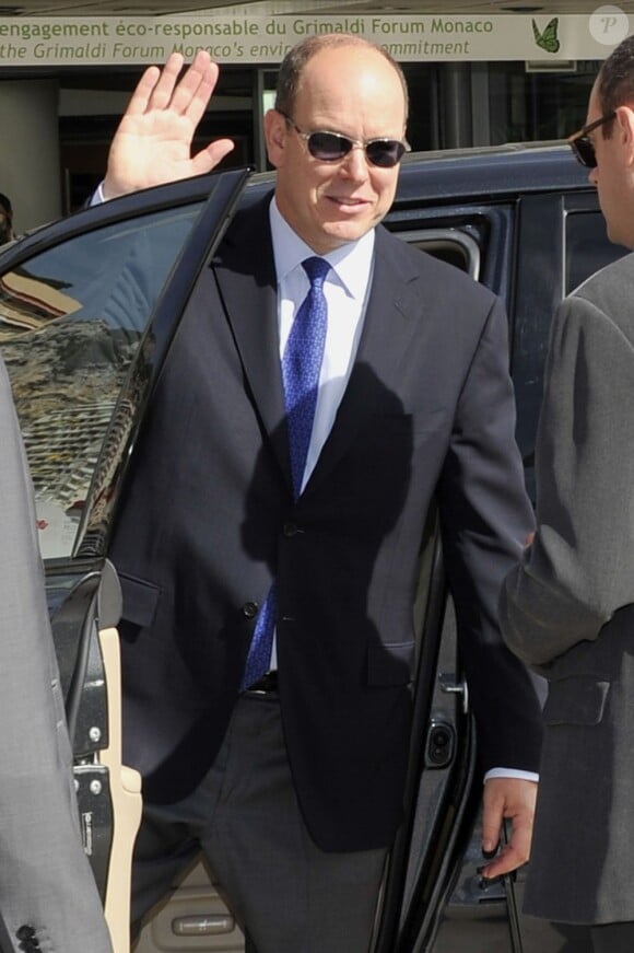 Le prince Albert de Monaco lors de l'ouverture du Sportel Monaco, le lundi 10 octobre 2011.