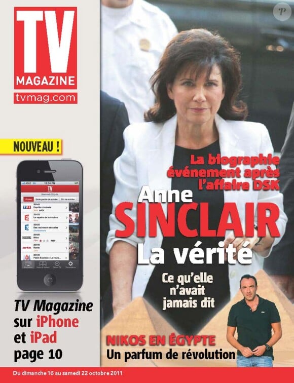 Anne Sinclair en couverture de TV Magazine en kiosques le 14 octobre 2011.