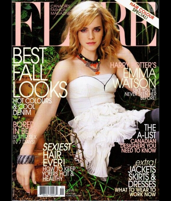 L'actrice Emma Watson, très appréciée au Canada, le leur rend bien avec cette couverture du magazine Flare. Novembre 2008.