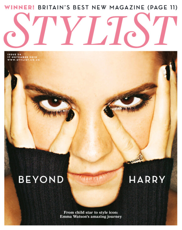 Emma Watson raconte son passage d'enfant star à icône de mode au magazine Stylist. Novembre 2010.