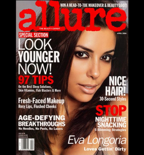 L'actrice Eva Longoria fait la couverture du magazine Allure d'avril 2006.