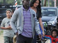 Djimon Hounsou à la recherche d'une citrouille avec sa petite famille