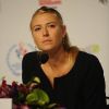 Maria Sharapova en conférence de presse à l'hôtel Sheraton d'Istanbul le 24 octobre 2011, à la veille de son entrée en lice dans le Masters face à Samantha Stosur.