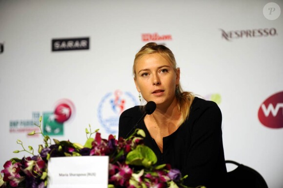 Maria Sharapova à l'hôtel Sheraton d'Istanbul le 24 octobre 2011, à la veille de son entrée en lice dans le Masters face à Samantha Stosur.