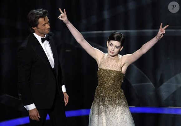 Hugh Jackman et Anne Hathaway aux Oscars en 2009.