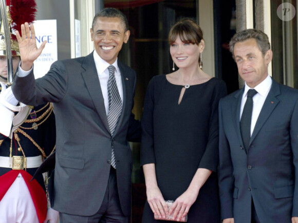 Carla Bruni, Nicolas Sarkozy et Barack Obama lors du G8 en mai 2011