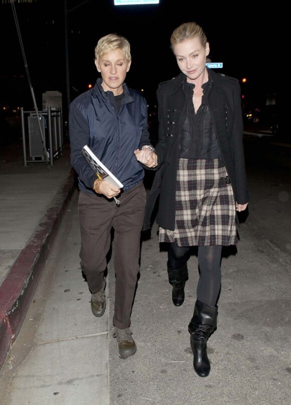 Enne DeGeneres et Portia De Rossi, à Los Angeles, le 7 novembre 2011.