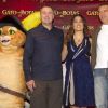Antonio Banderas, Salma Hayek et le réalisateur Chris Miller à Mexico pour Le Chat Potté, le 15 novembre 2011.