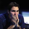 Roger Federer, émue aux larmes après sa la finale victorieuse du Masters de Londres gagnée face à Jo-Wilfried Tsonga le 27 novembre 2011 à Londres