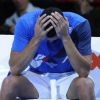 Jo-Wilfried Tsonga, déçu après sa finale du Masters de Londres perdue face à Roger Federer le 27 novembre 2011 à Londres