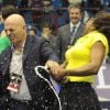 Serena Williams, prise par surprise par le champagne  le 4 décembre 2011 à Milan