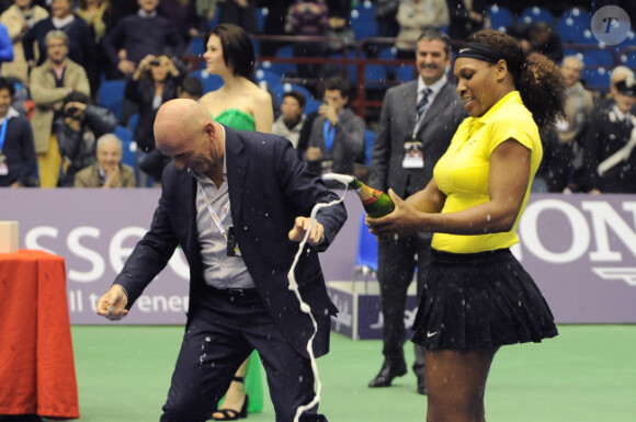 Pluie de champagne pour Serena Williams le 4 décembre 2011 à Milan