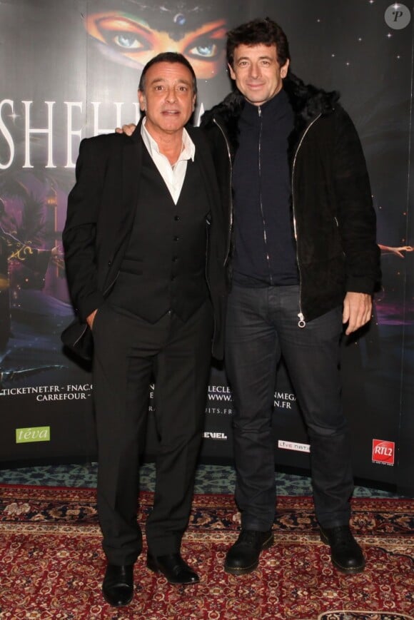 Félix Gray et Patrick Bruel à la première de la comédie musicale Sheherazade aux Folies Bergère le 6 décembre 2011