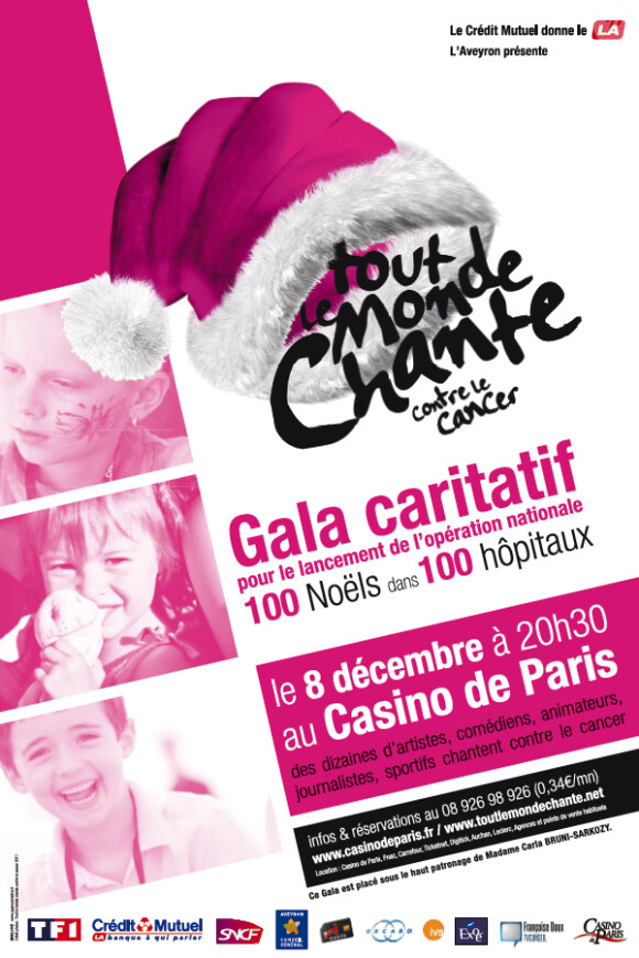 L'affiche du Gala de Tout le Monde Chante Contre le Cancer le 8 décembre 2011 au Casino de Paris