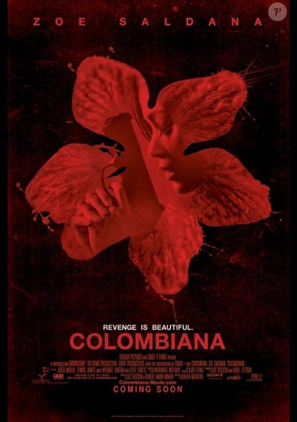 L'affiche américaine de Colombiana avec Zoe Saldana... et une orchidée.