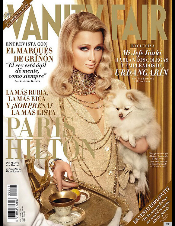 Paris Hilton en couverture du magazine Vanity Fair espagnol (janvier 2012).