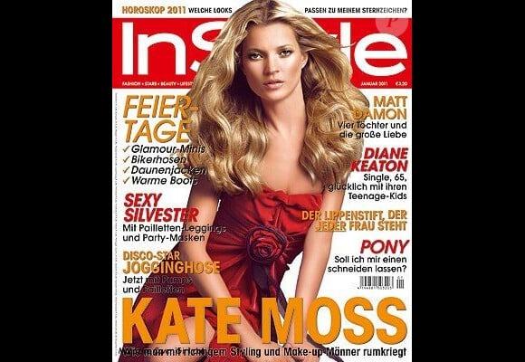 Kate Moss en couverture du InStyle allemand de janvier 2011.