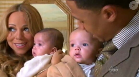 Mariah Carey et Nick Cannon dans l'émission 20/20 de Barbara Walters sur ABC, le 21 octbore 2011. Ils présentent leurs jumeaux !