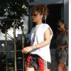 Rihanna arbore un mini short de foot à Miami le 31 décembre 2011