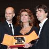 Sophia Loren et ses fils Edoardo Ponti et Carlo Ponti Jr. le 12 décembre 2011 à Rome