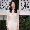 Jessica Biel, splendide lors des Golden Globes dimanche 15 janvier à Los Angeles. La comédienne ne portait pas de bague de fiançailles...