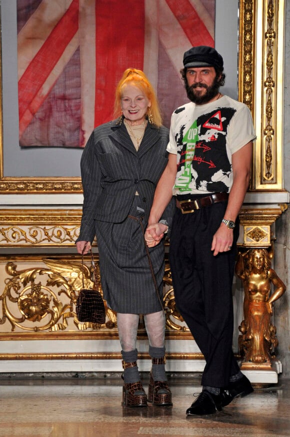 Vivienne Westwood et son mari Andreas Kronthaler à Milan, le 15 janvier 2012.