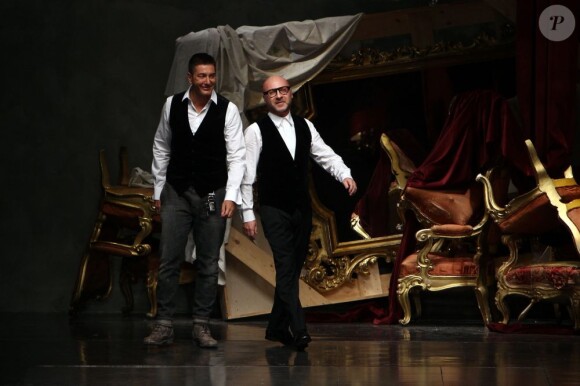 Le duo Dolce & Gabbana était très attendu à Milan et n'ont pas déçu. Milan, le 14 janvier 2012.