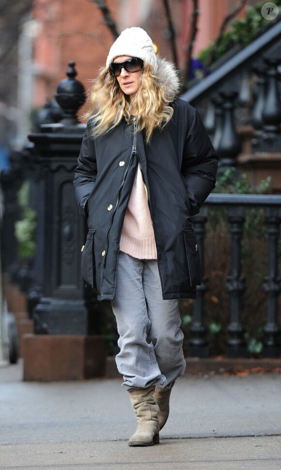 Sarah Jessica Parker, lookée très confortable à New York, le 17 janvier 2012.
