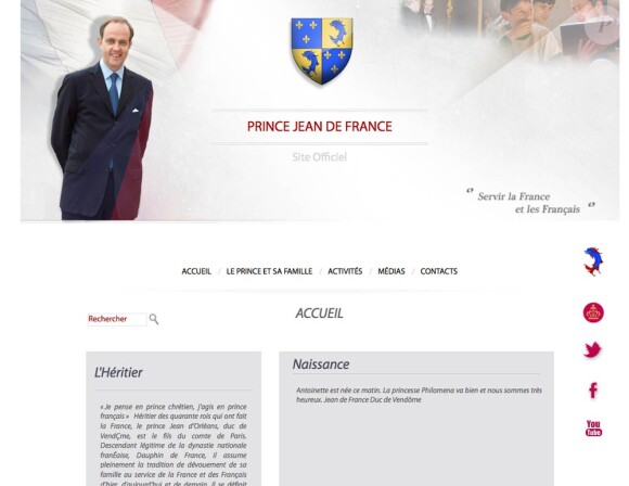 Le prince Jean d'Orléans a annoncé sur son site officiel Gens de France la naissance de son second enfant avec la princesse Philomena, le 28 janvier 2012. Une petite princesse Antoinette.