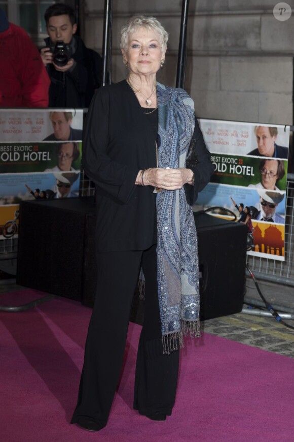 L'actrice Dame Judi Dench à l'avant-première du film Indian Palace à Londres, le 7 février 2012.