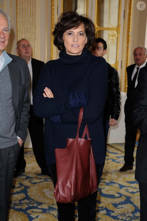 Inès de la Fressange au ministère de la Culture, à Paris le 8 février 2012.