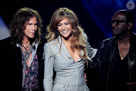 Le jury d'American Idol depuis deux ans : Steven Tyler, Jennifer Lopez, Randy Jackson. Ici à Los Angeles, le 22 septembre 2010.