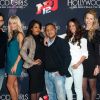 Kévin, Caroline, Ayem, Kamel,Laura, Sylvia et Nicolas lors de la conférence de presse de NRJ 12 pour Hollywood Girls - Une nouvelle vie en Californie à Paris le 20 février 2012