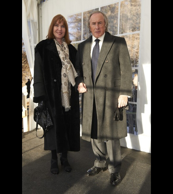 Jackie Stewart et son épouse Helen assistent à la messe commémorative organisée en hommage à l'homme d'affaires Gunter Sachs, le samedi 25 février 2012.