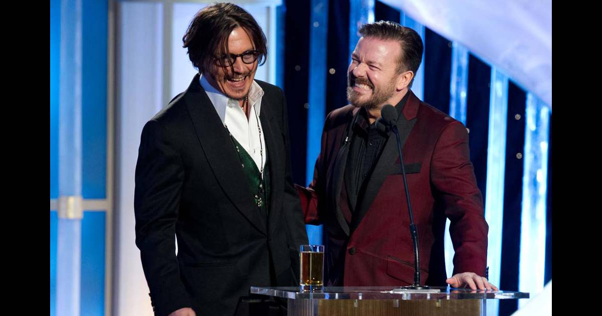Johnny Depp et Ricky Gervais à la cérémonie des Golden Globes, Los