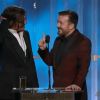 Johnny Depp et Ricky Gervais à la cérémonie des Golden Globes, Los Angeles, le 15 janvier 2012.