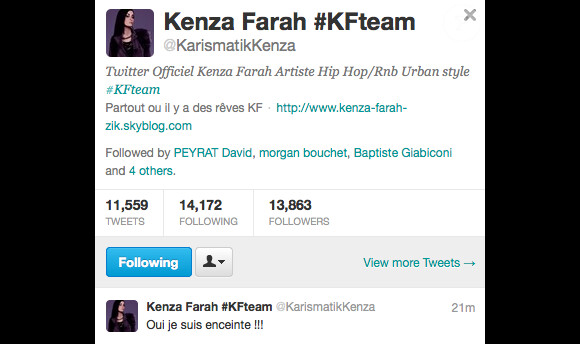Capture d'écran du Twitter de Kenza Farah