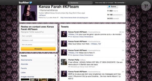 Capture d'écran du Twiter de Kenza Farah
