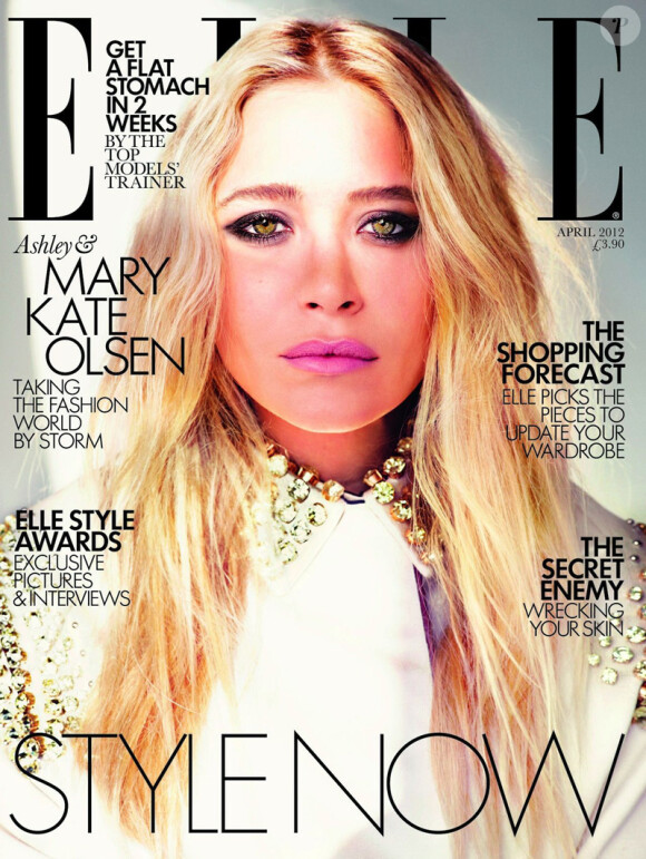 Mary-Kate Olsen dans un manteau Prada sur la couverture du magazine Elle UK d'avril 2012.