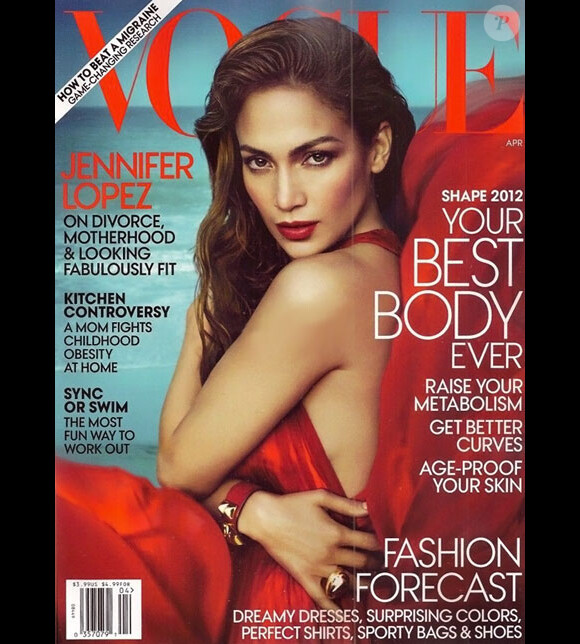 Jennifer Lopez en couverture de Vogue américain. Avril 2012