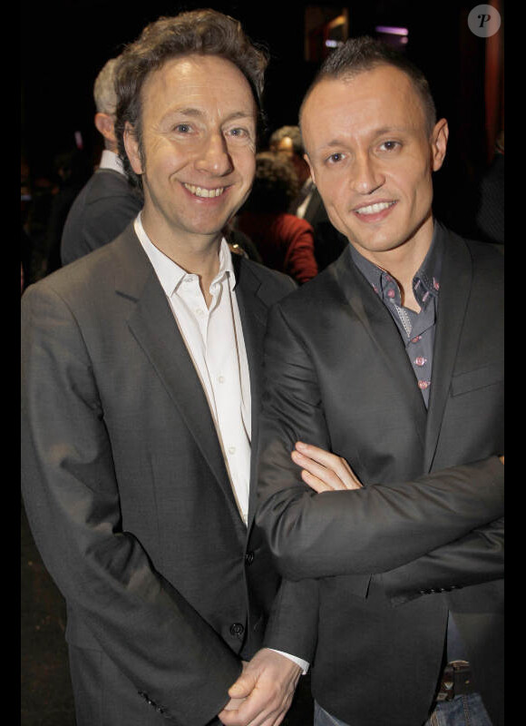 Stéphane Bern et Eric Dussart lors de la soirée de lancement du Sidaction 2012, à Paris, le 12 mars 2012