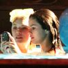 Vanessa Hudgens et Selena Gomez lors du tournage du film Spring Breakers le 14 mars 2012 à St Petersburg en Floride 