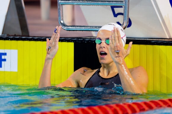 Laure Manaudou lors de sa victoire et sa qualification pour les Jeux olympiques de Londres le 20 mars 2012 à Dunkerque