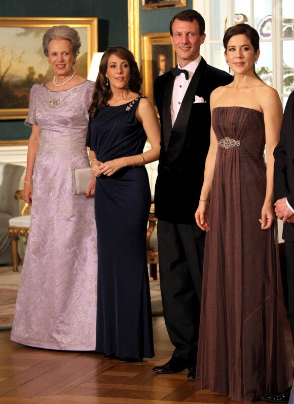 Dîner de gala au palais Christian VII à Amalienborg, Copenhague, le 26 mars 2012, en l'honneur du prince Charles et de Camilla Parker Bowles, en tournée en Scandinavie pour le jubilé de diamant de la reine Elizabeth II.