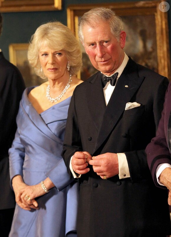 Dîner de gala au palais Christian VII à Amalienborg, Copenhague, le 26 mars 2012, en l'honneur du prince Charles et de Camilla Parker Bowles, en tournée en Scandinavie pour le jubilé de diamant de la reine Elizabeth II.